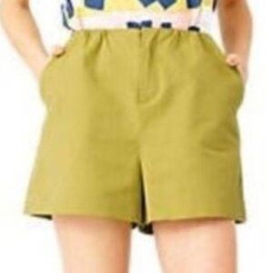 Kate Spade Saturday Let Loose High Waist Short Cotton Linen yellow green size 0